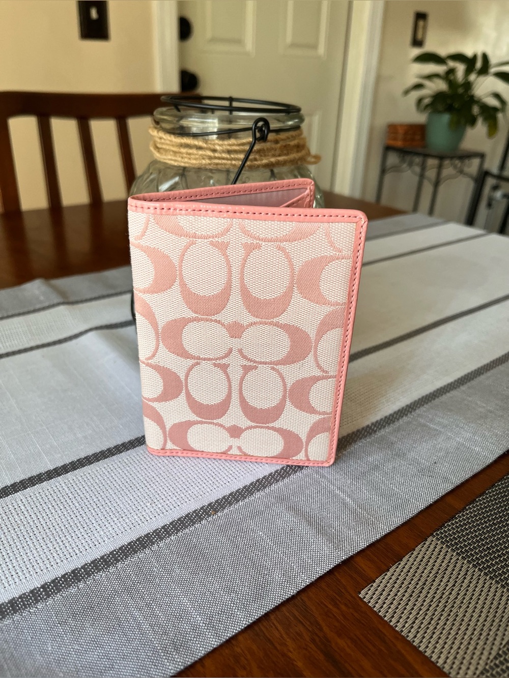 Coach Pink Signature Print Passport / Travel Doc/ Card Case!